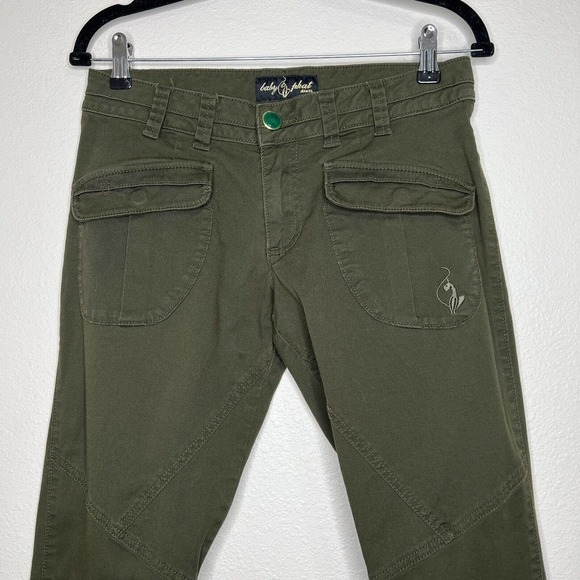 Vintage Baby Phat Y2K Bratz Olive Army Green Low Rise Cargo Ankle Zip Pants Sz 7 - Picture 2 of 12